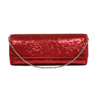 Evening Bag - 12 PCS - Sequined Clutch - Red - BG-90955R